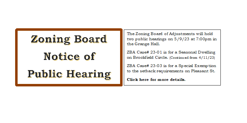 ZBA Public Hearing 5/9/23 at 7:00pm