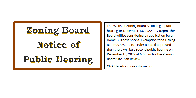 Zoning Board of Adjustments Public Hearing 12/13/22 at 7:00pm